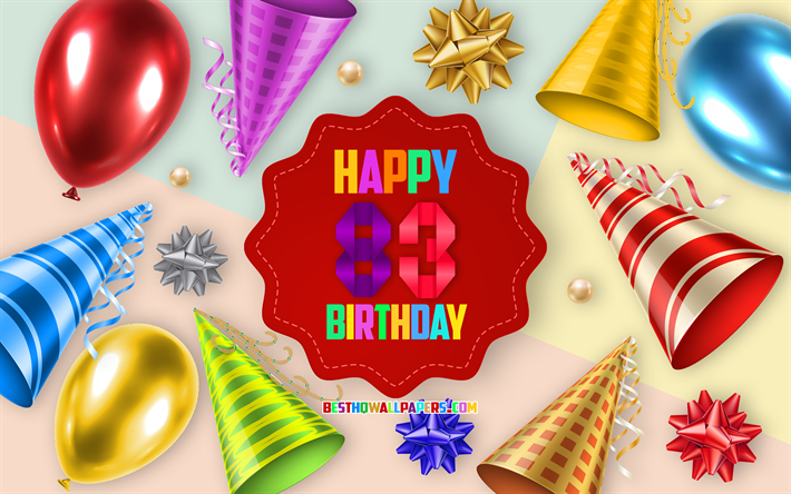 Download wallpapers Happy 83 Years Birthday, Greeting Card.