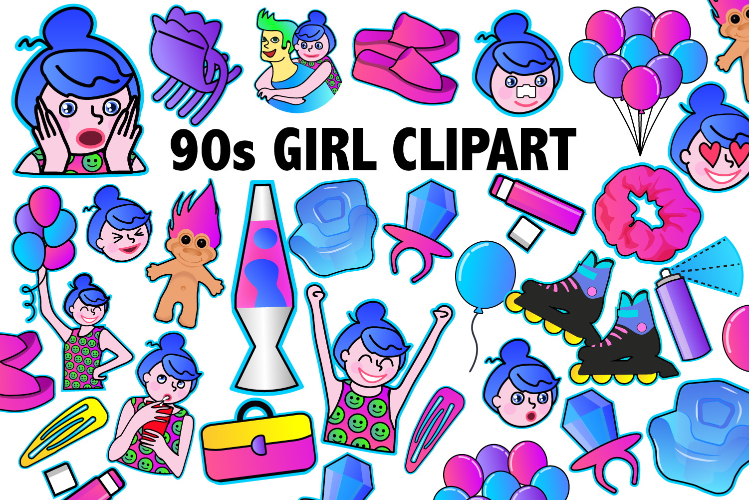 90's Girl Clipart.