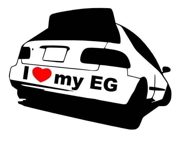 I Love My Honda Civic Eg (Hatchback) Vinyl Decal Sticker.