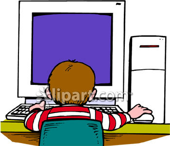 Boy Using Computer Clipart.