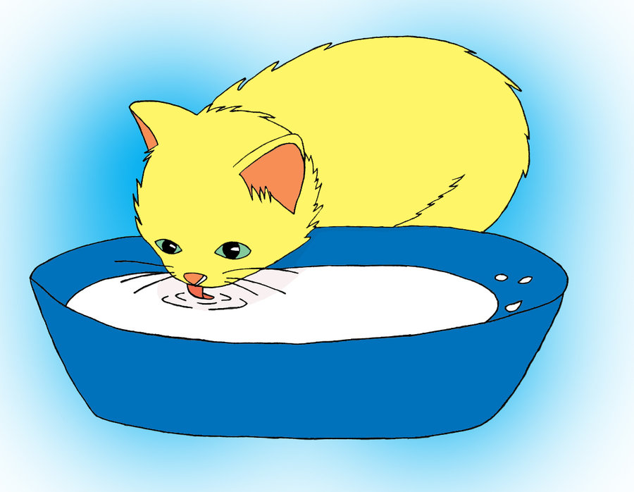 Cat Drinking Milk Clipart.