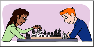 Clip Art: Kids: Playing Chess Color I abcteach.com.