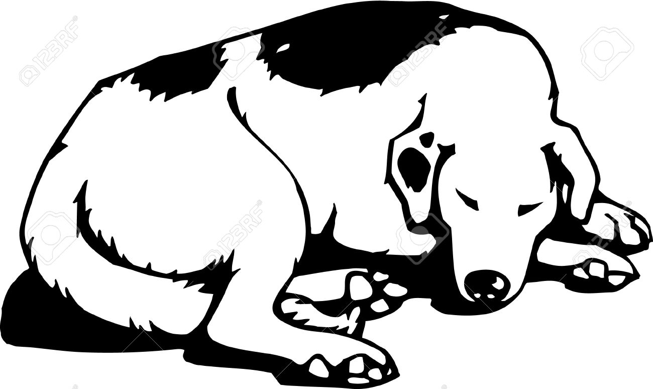 Dog Sleeping Clipart Black And White.