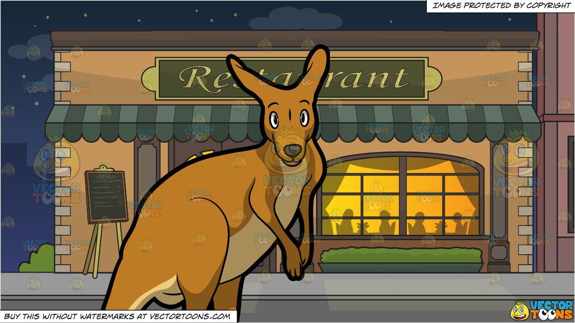 clipart #cartoon An Australian Kangaroo and Outside A Fancy.