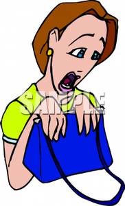 Frightened woman clipart.