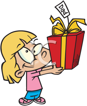 Royalty Free Clipart Image of a Girl With a Gift for Dad.