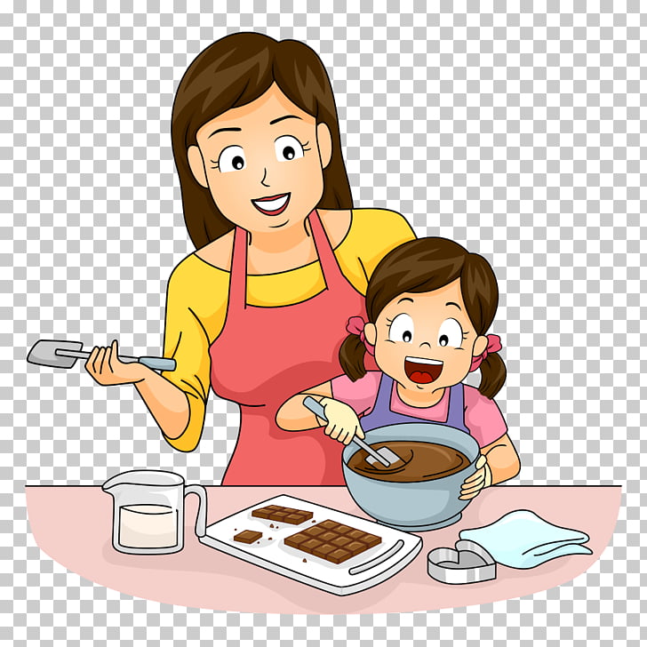 Cooking Mother Baking , Mother and daughter make chocolate.