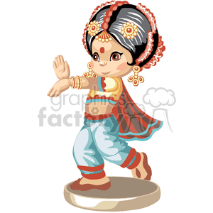 An indian girl dancing clipart. Royalty.