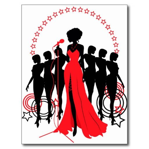 Women group graphic silhouettes. Different person Postcard.