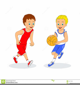 Boys Playing Basketball Clipart.