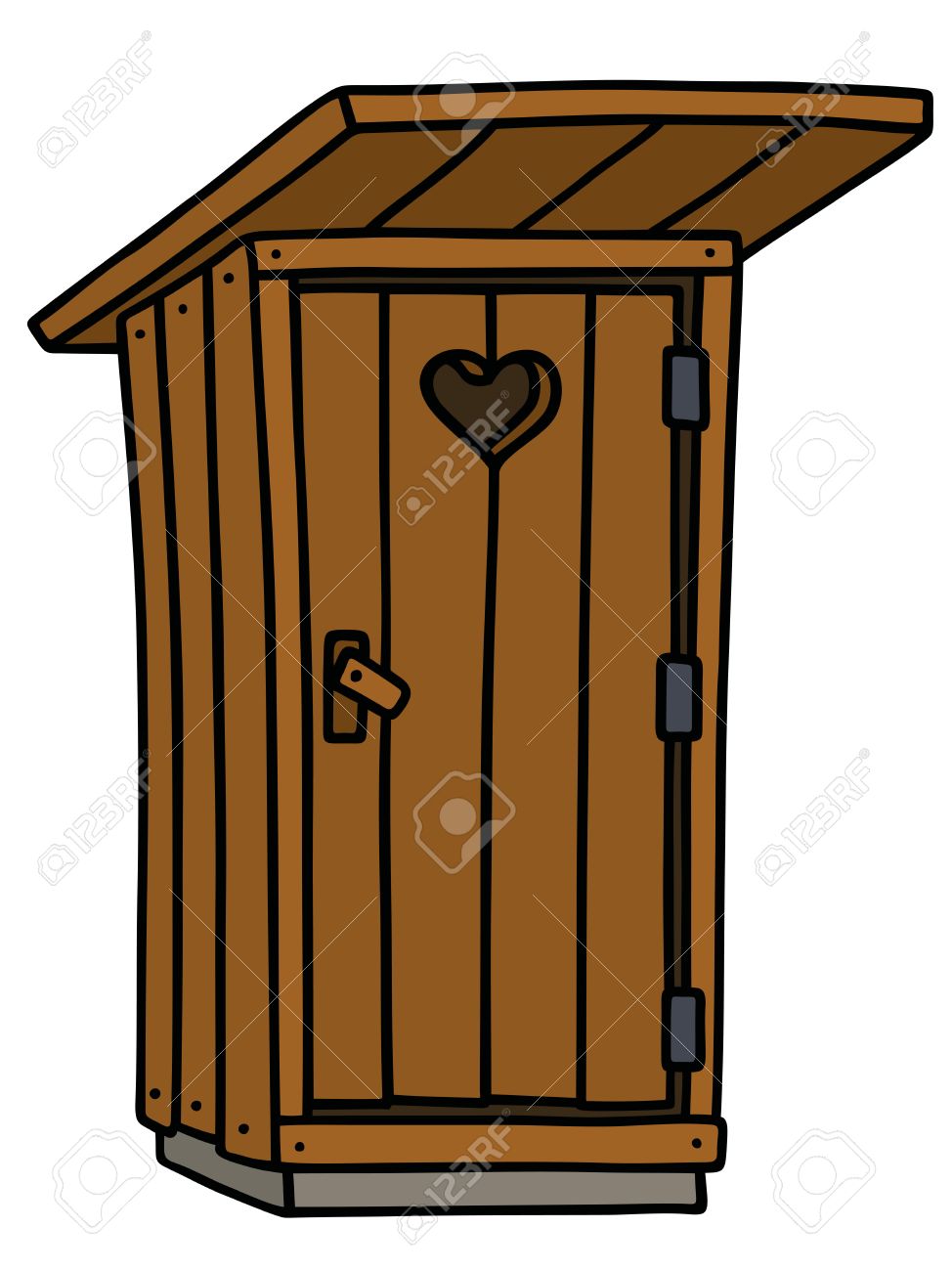 Hand Drawing Of A Funny Old Wooden Latrine Shack Royalty Free.