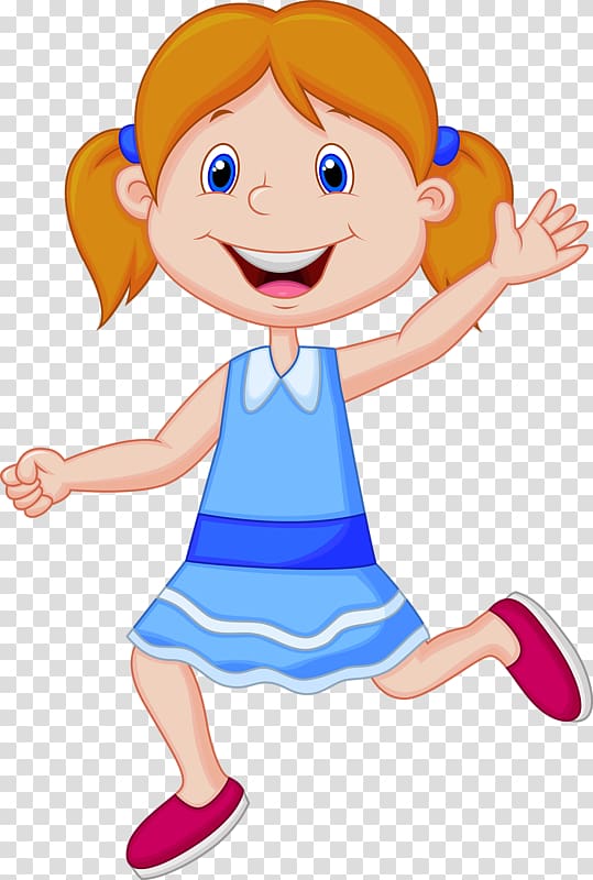 Child Cartoon , Happy little girl transparent background PNG.