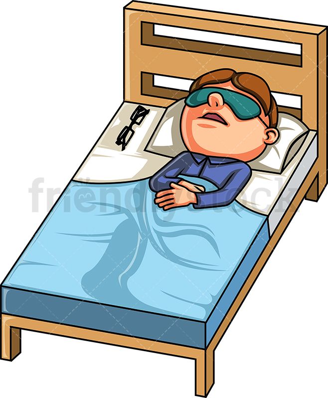 Kid In Bed With Sleeping Mask.
