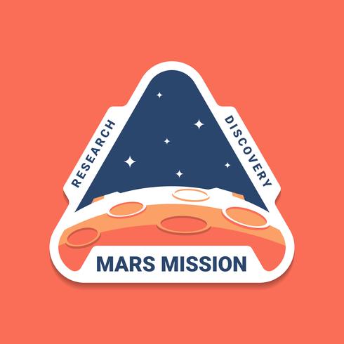 Mars Space Mission Badges Logo Emblems.