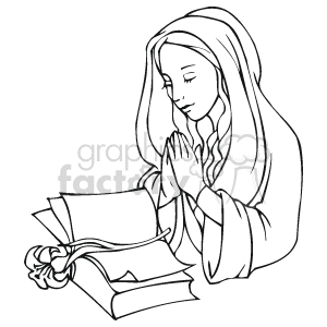 Praying Mother clipart. Royalty.