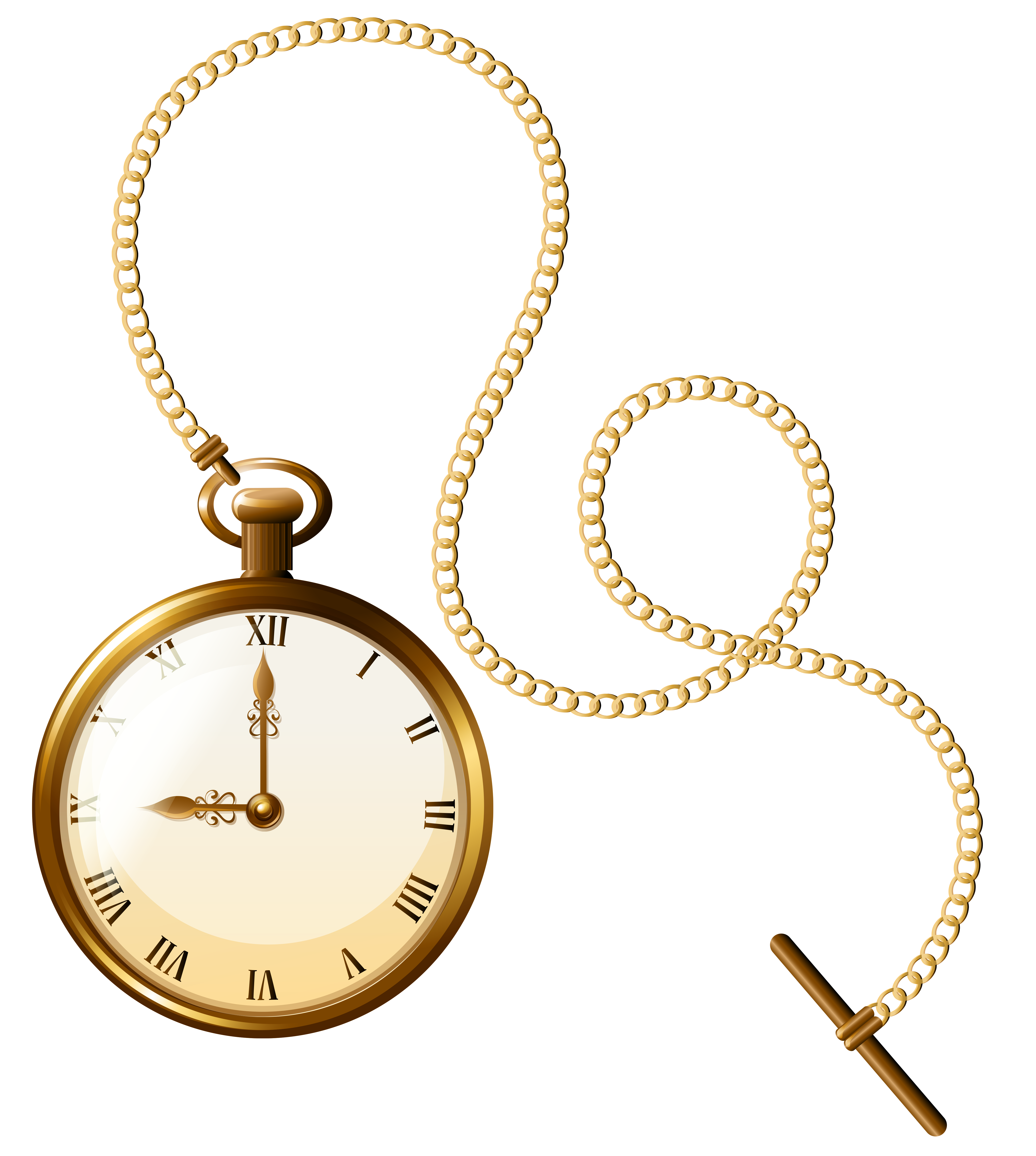 Gold Pocket Watch Clock PNG Clip Art.