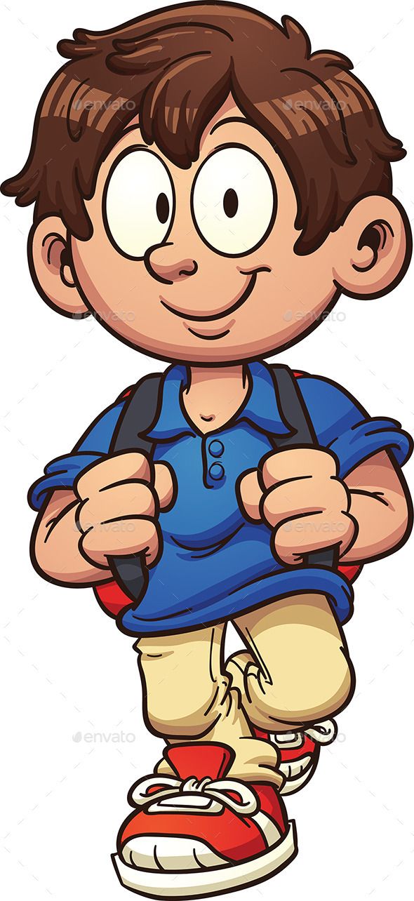 Download Happy school boy walking cartoon vector illustration for free