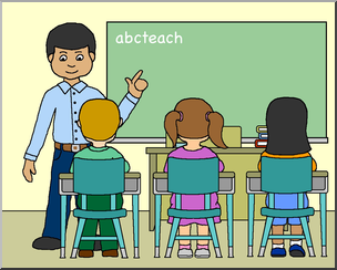 Clip Art: Classroom with Male Teacher Color I abcteach.com.
