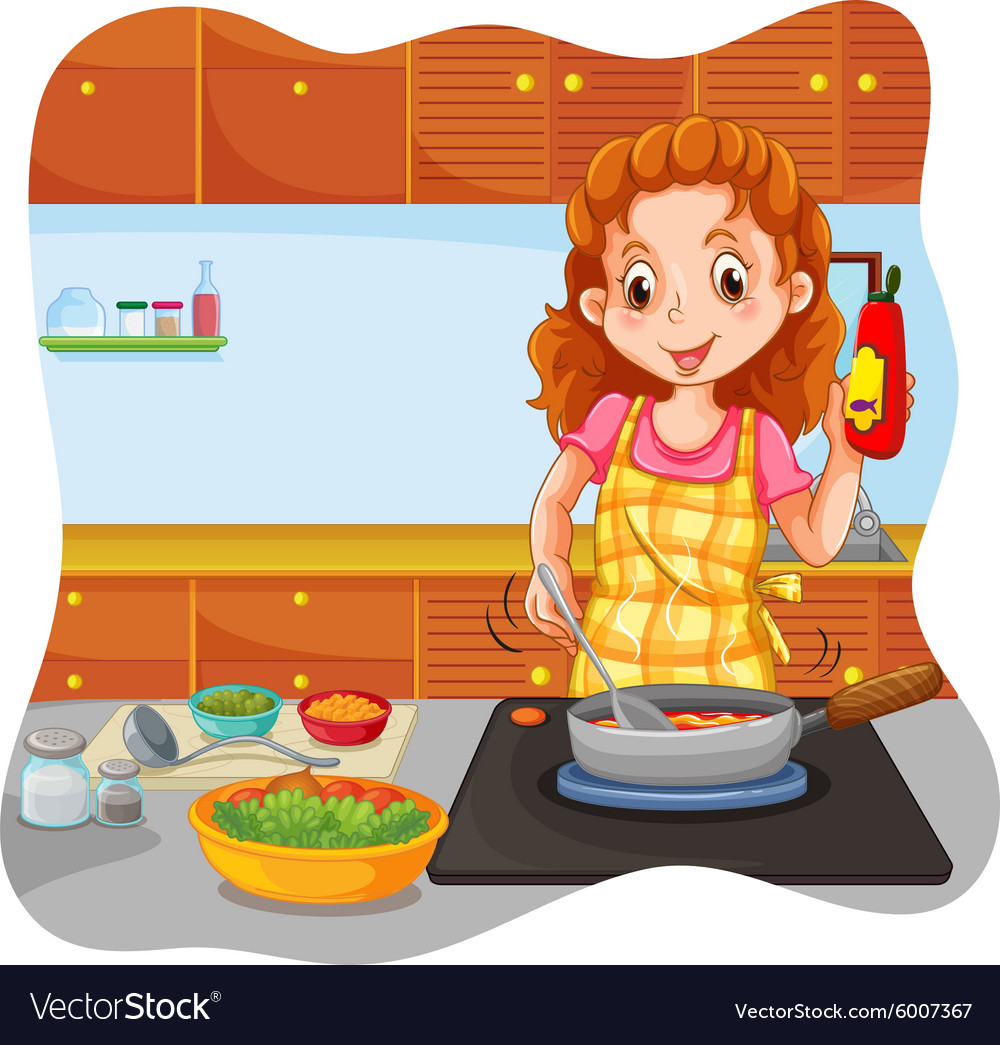 Woman cooking in the kitchen.
