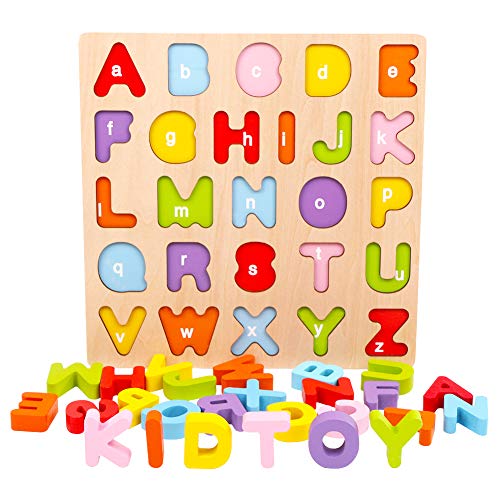 Alphabet Puzzle, WOOD CITY ABC Letter Puzzles for Toddlers1 2 3 Years Old,  Educational Learning Toys for Toddlers, Alphabet Toys with Puzzle Board &.