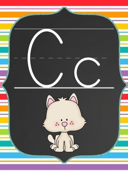 Classroom Poster Set (Chalkboard and Rainbow Theme) ABC, Numbers, Shapes,  Colors.