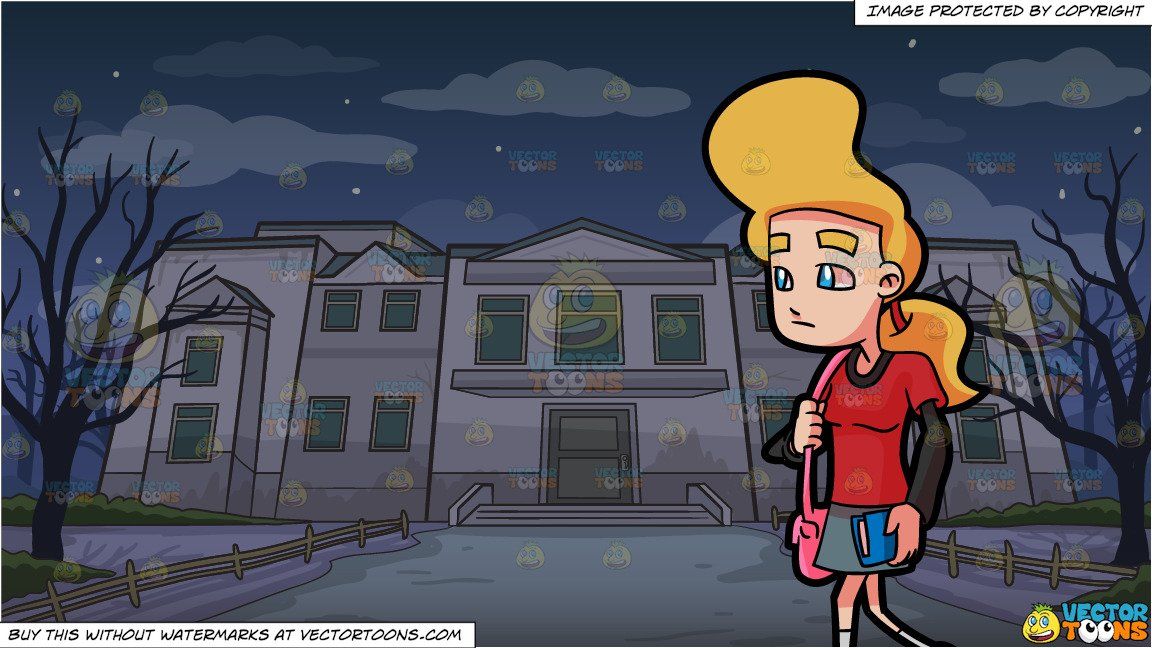 clipart #cartoon A Female Student Walking Home Alone After.