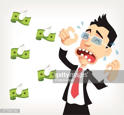 Businessman lose money. Vector flat illustration Clipart.