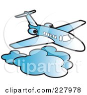 Airplane above Clouds Clip Art.