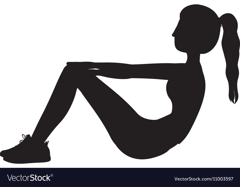 Silhouette with woman exercise abs vector image.