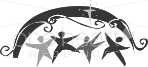 Black and White Abstract Dancers Clipart.