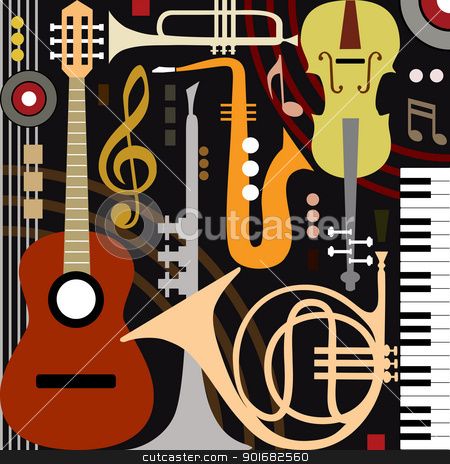 Abstract musical instruments Vector Illustration.