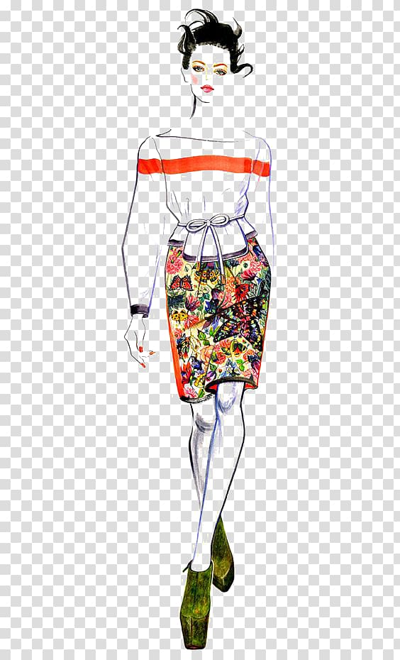 Abstract illustration runway model clipart Transparent.