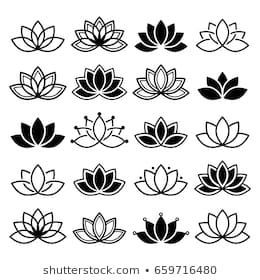 Lotus flower design, set, Yoga vector abstract collection.