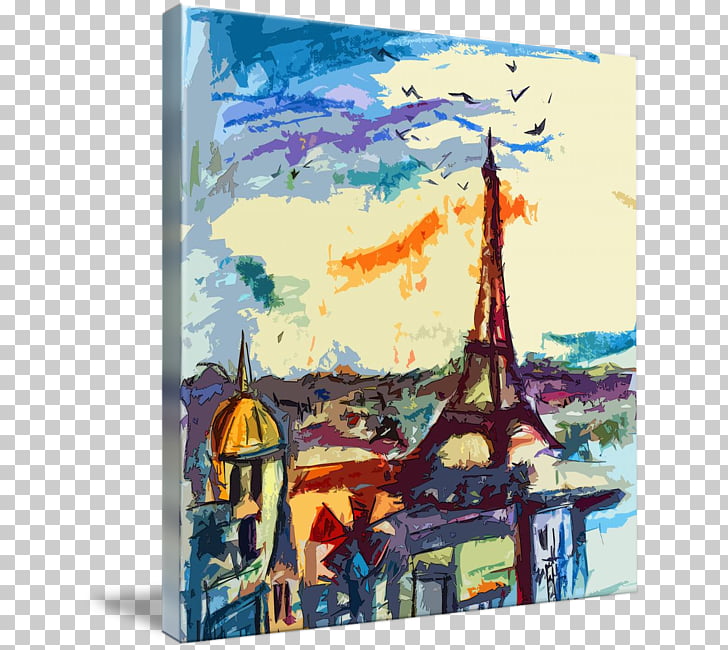 Watercolor painting Abstract art Paris, science fiction.