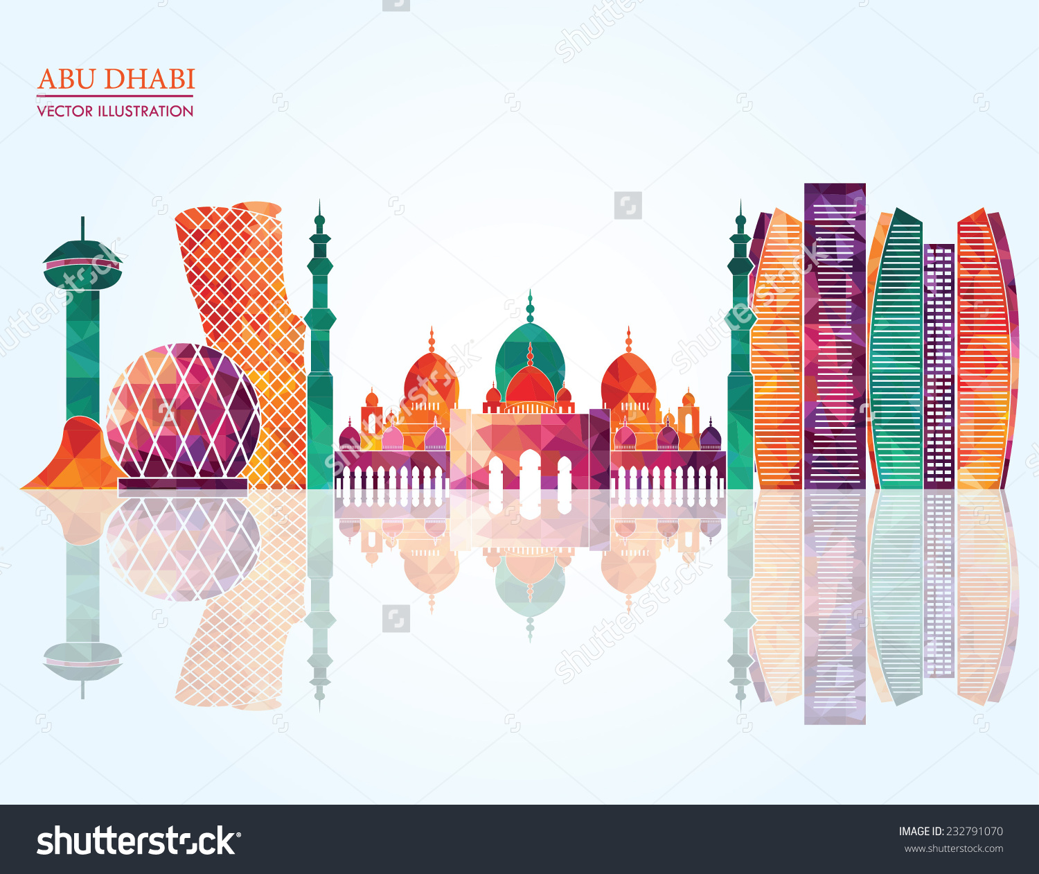 Abu Dhabi Skyline Vector Illustration Stock Vector 232791070.