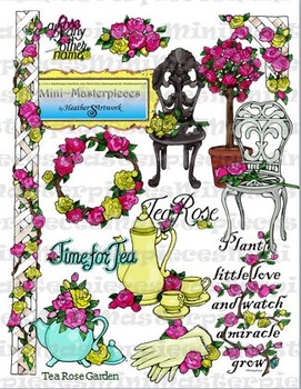 Clip Art: Volunteer Tea Rose Garden Clipart by HeatherSArtwork.