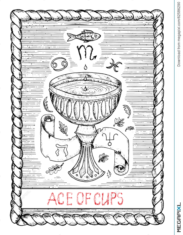 Ace Of Cups. The Tarot Card. Illustration 62586290.