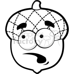 clip art of black white surprised acorn vector illustration clipart.  Royalty.