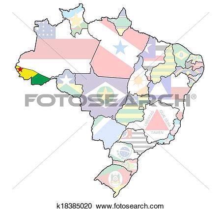 Stock Illustrations of acre state on map of brazil k18385020.