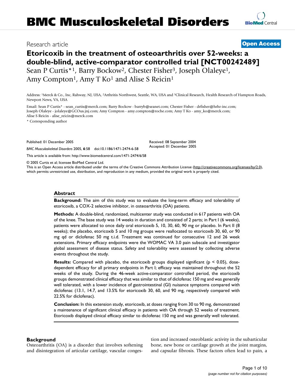 Etoricoxib in the treatment of osteoarthritis over 52.