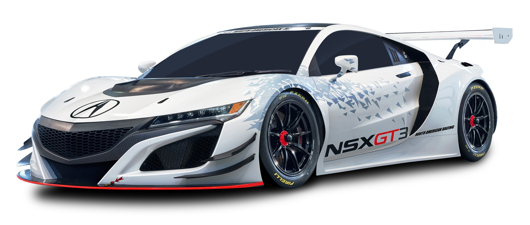 Acura NSX GT3 Racing White Car PNG Image.