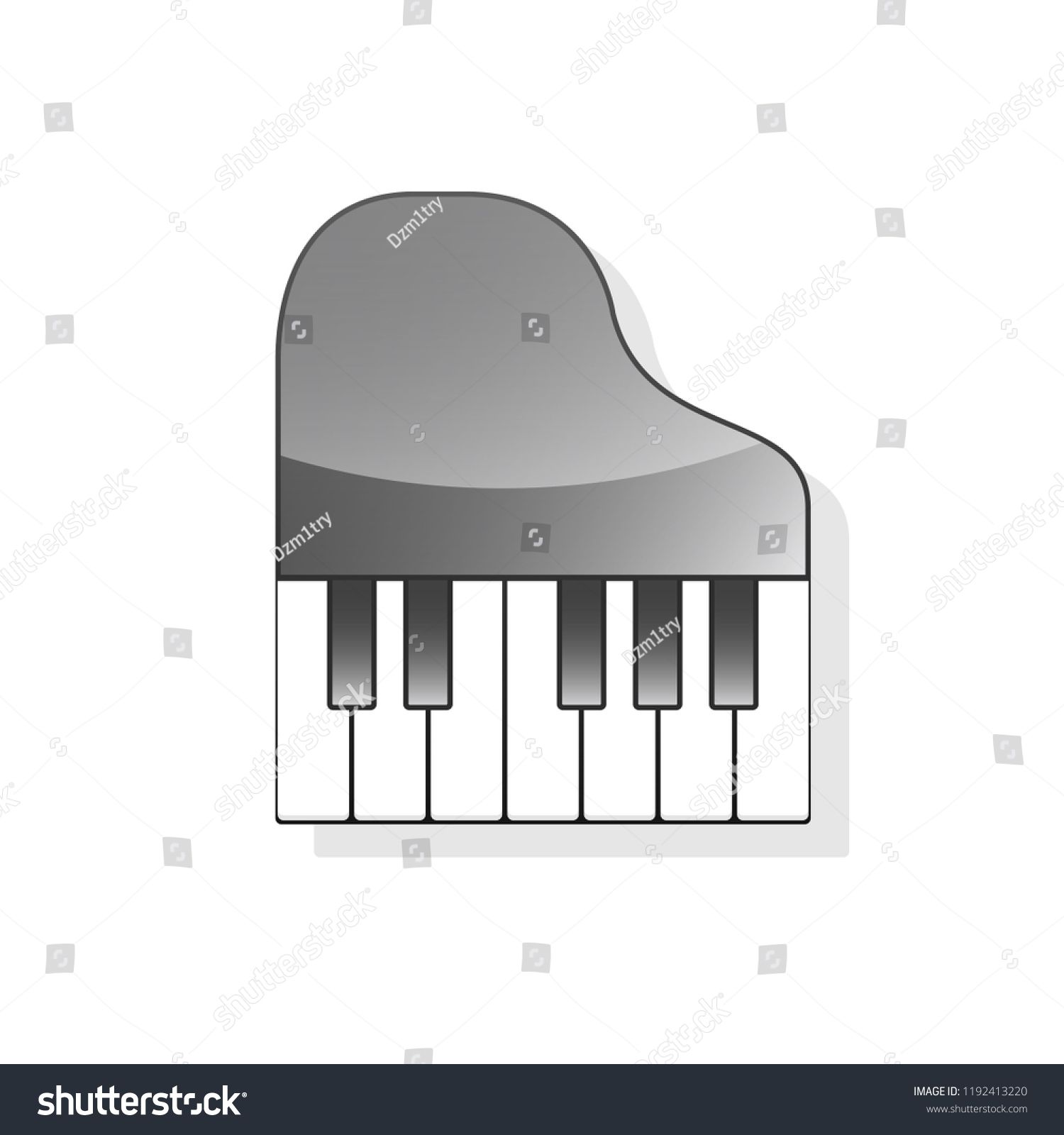Piano top view icon. Music clipart isolated on white.
