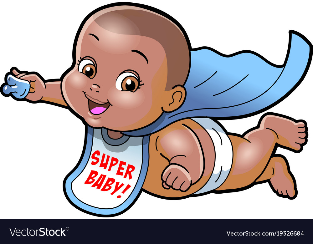 Super baby african american cartoon clipart ai.