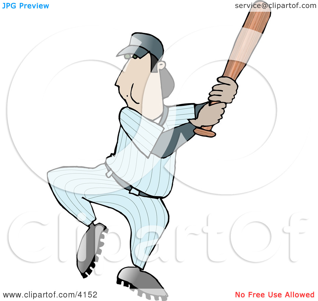 Adult Male Baseball Player Swinging the Bat Towards the Ball.