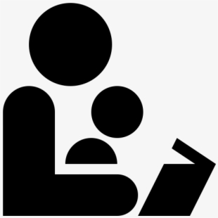 Black And White Icon Of An Adult Reading To A Child.