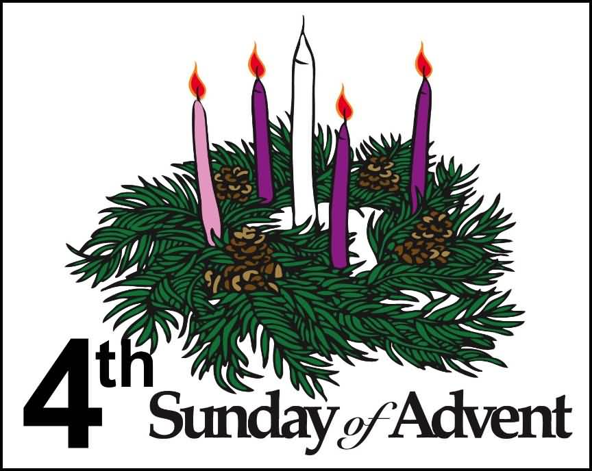 4th Sunday Of Advent Candles And Palm Leaves Clipart.
