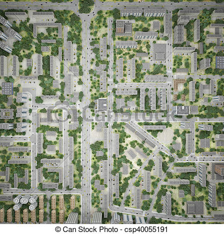 City Top View Clipart.