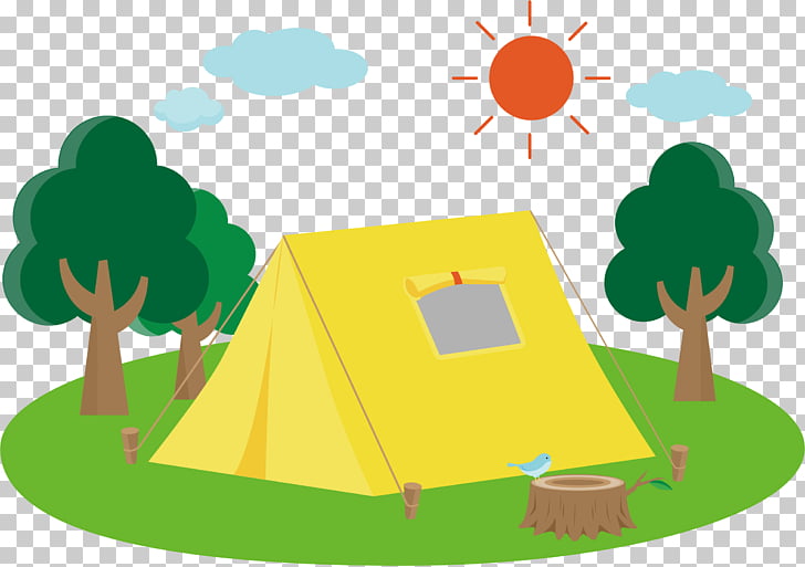 Camping Campsite , camping, yellow tent illustration PNG.