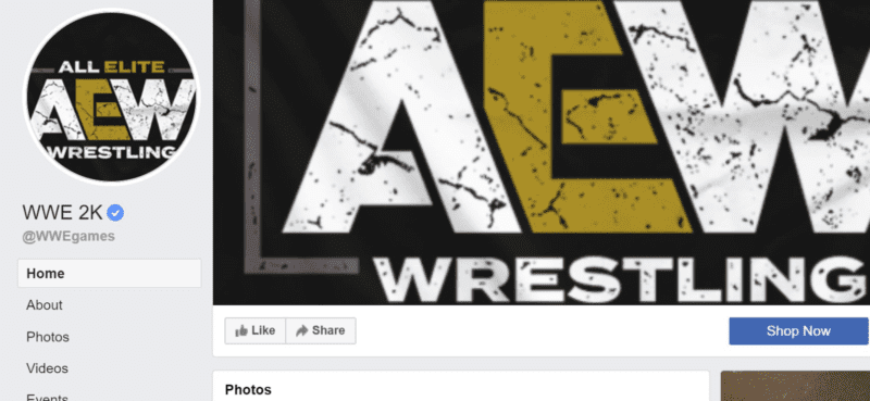 WWE 2K Facebook page hacked with AEW logos.