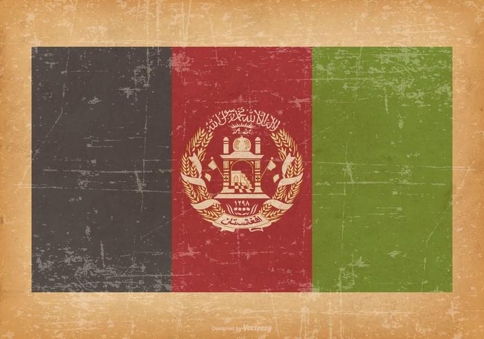 Afghanistan Flag On Old Grunge Background.